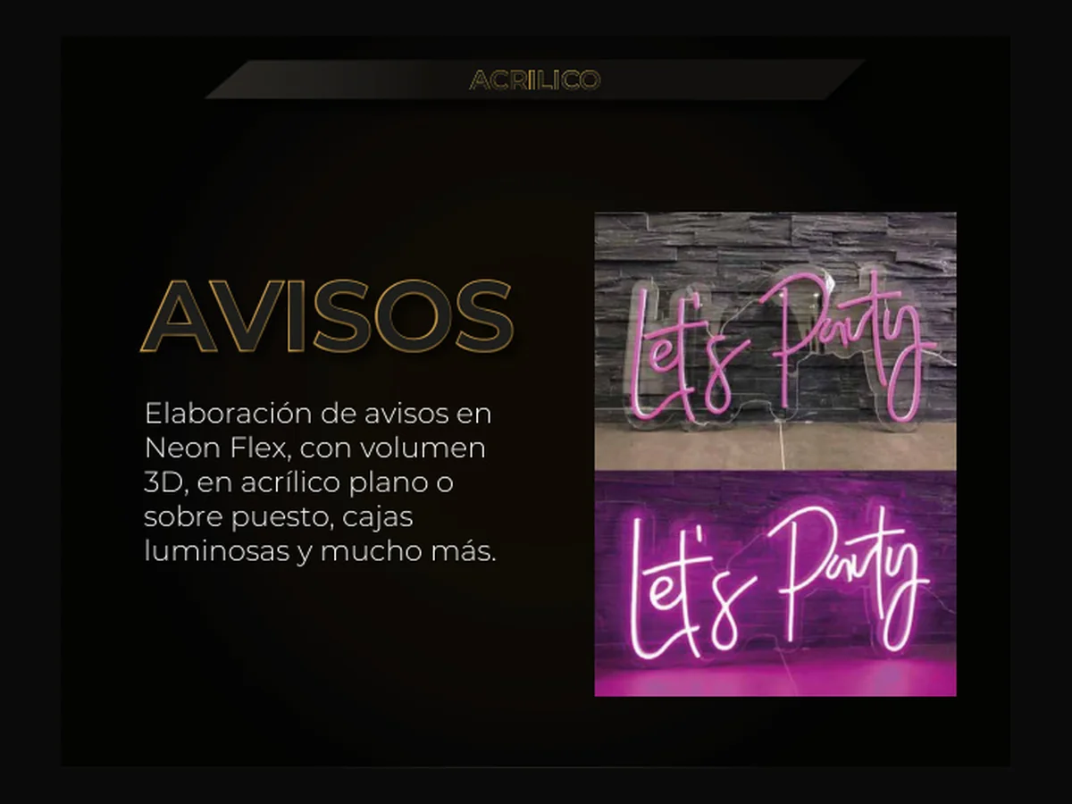 Aviso personalizado en Neon Flex